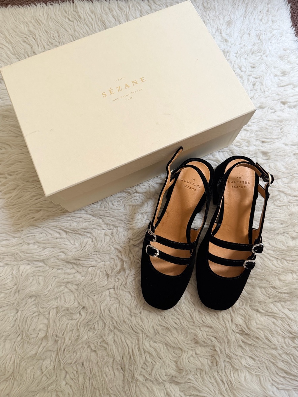 Sezane Paula Babies - Black Velvet with Rhinestones